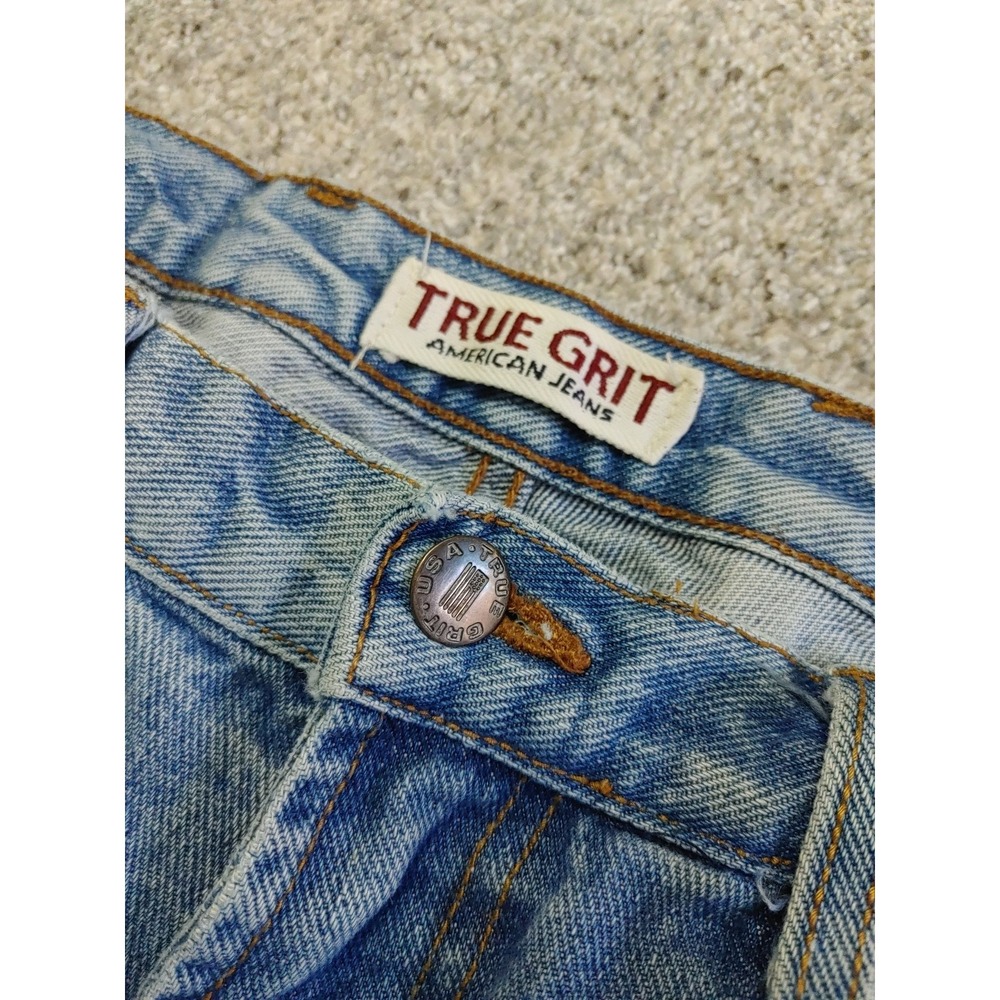 Men True Grit American Jeans 34x32 Straight Leg Denim Light Wash Made In USA Vtg